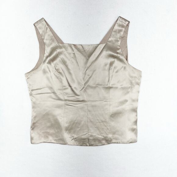 Vtg Adrianna Papell Shell Tank Tunic 100% silk sleeveless Beige Women's Medium - Picture 8 of 16